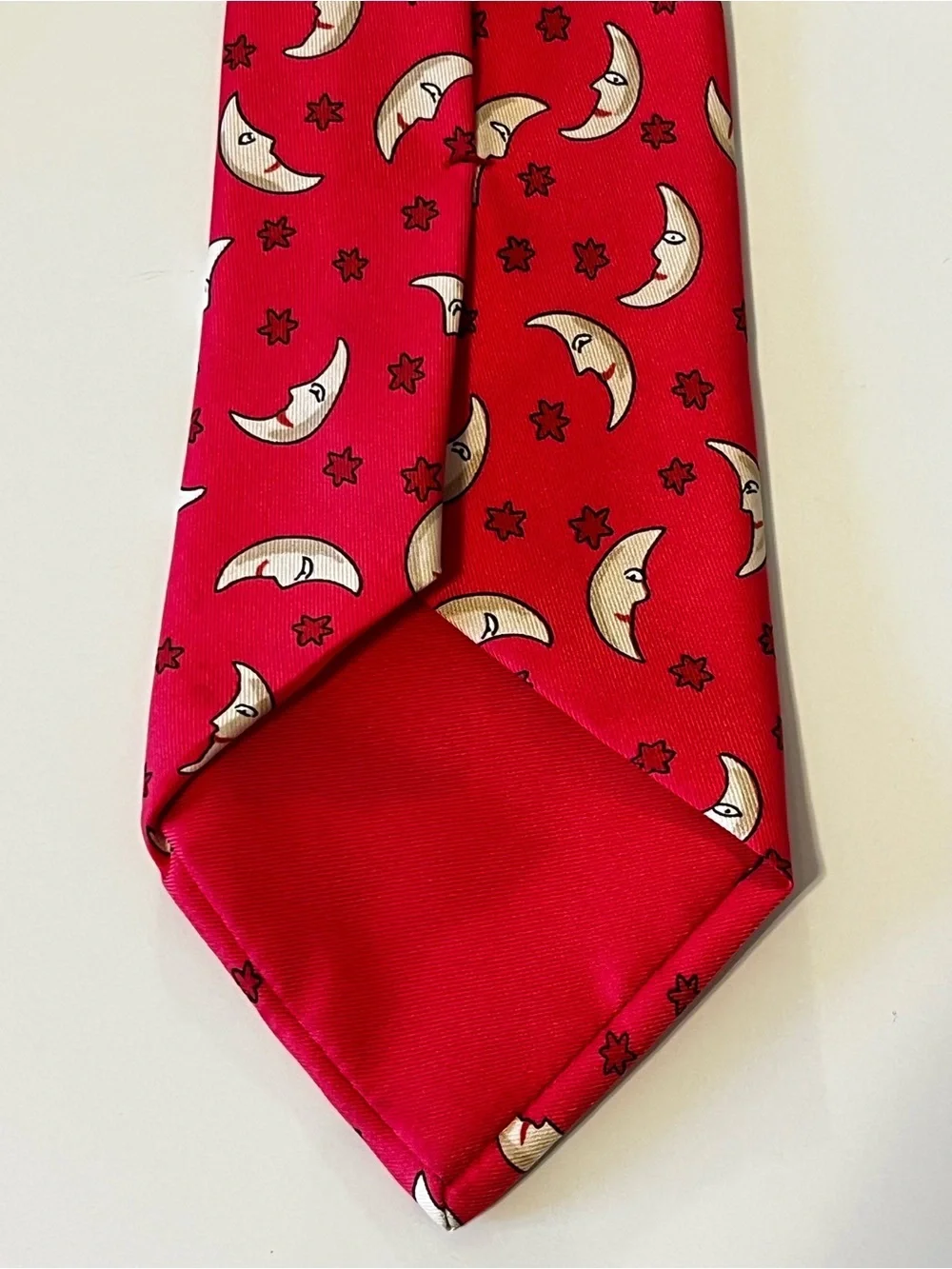 HERMES 7462 HA Mens Neck Tie Silk Vintage France Celestial Moon Star Fathers Day